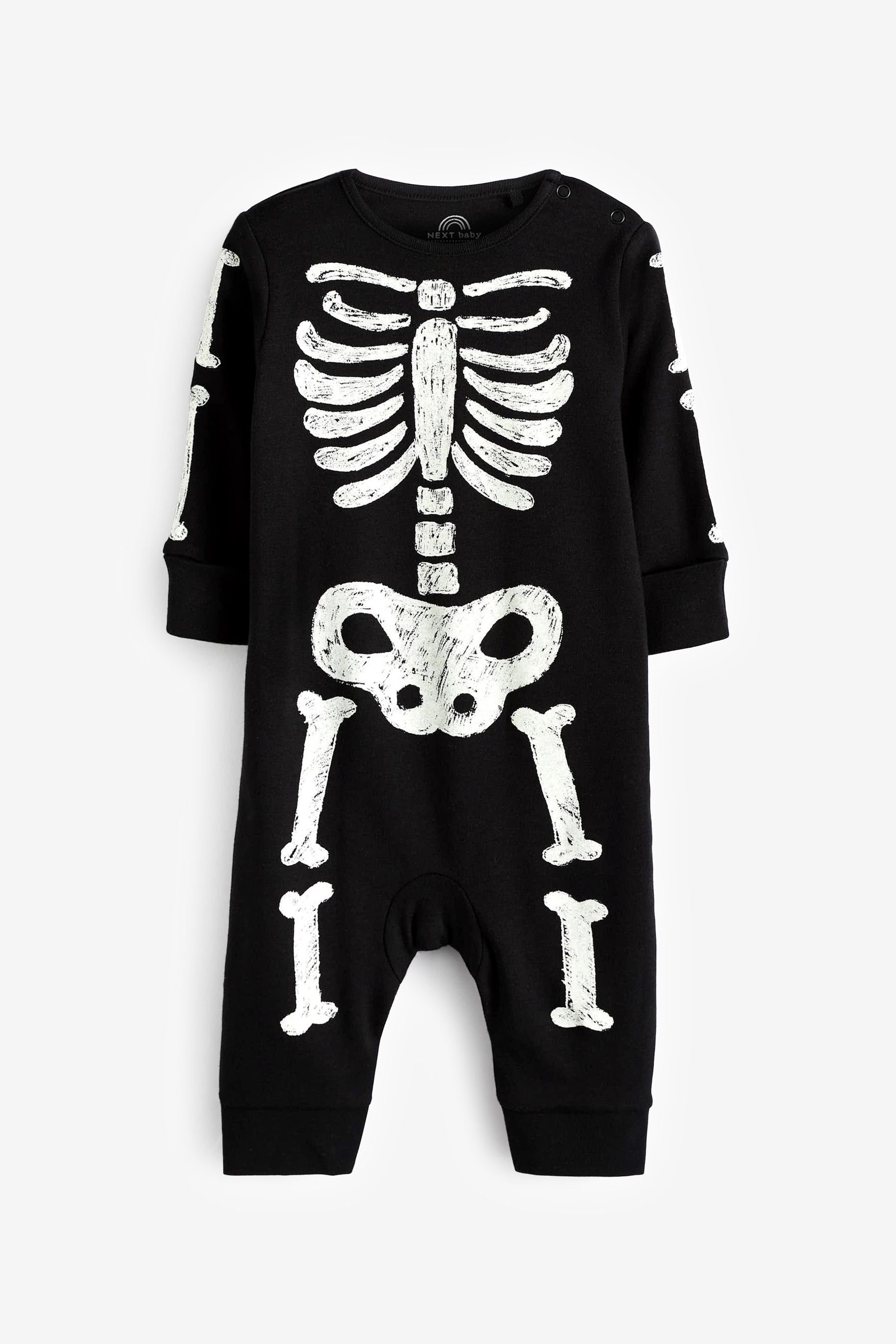 Next Schlafoverall Fluoreszierende, fußloser Halloween-Schlafanzug (1-tlg) Black Skeleton