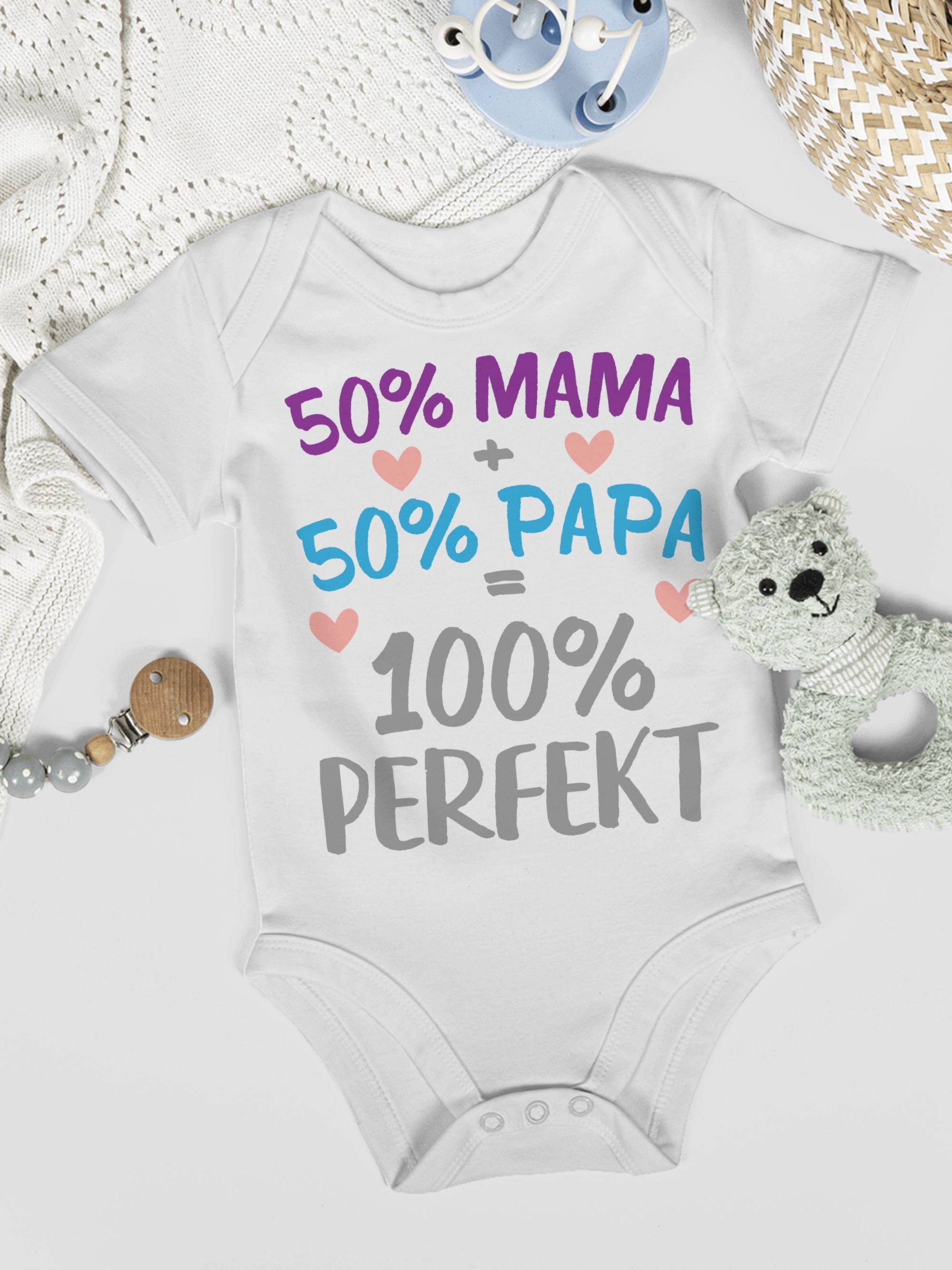 Baby 50 % % 1 Weiß 50 Mama Shirtracer Papa 100 % Sprüche Perfekt Shirtbody