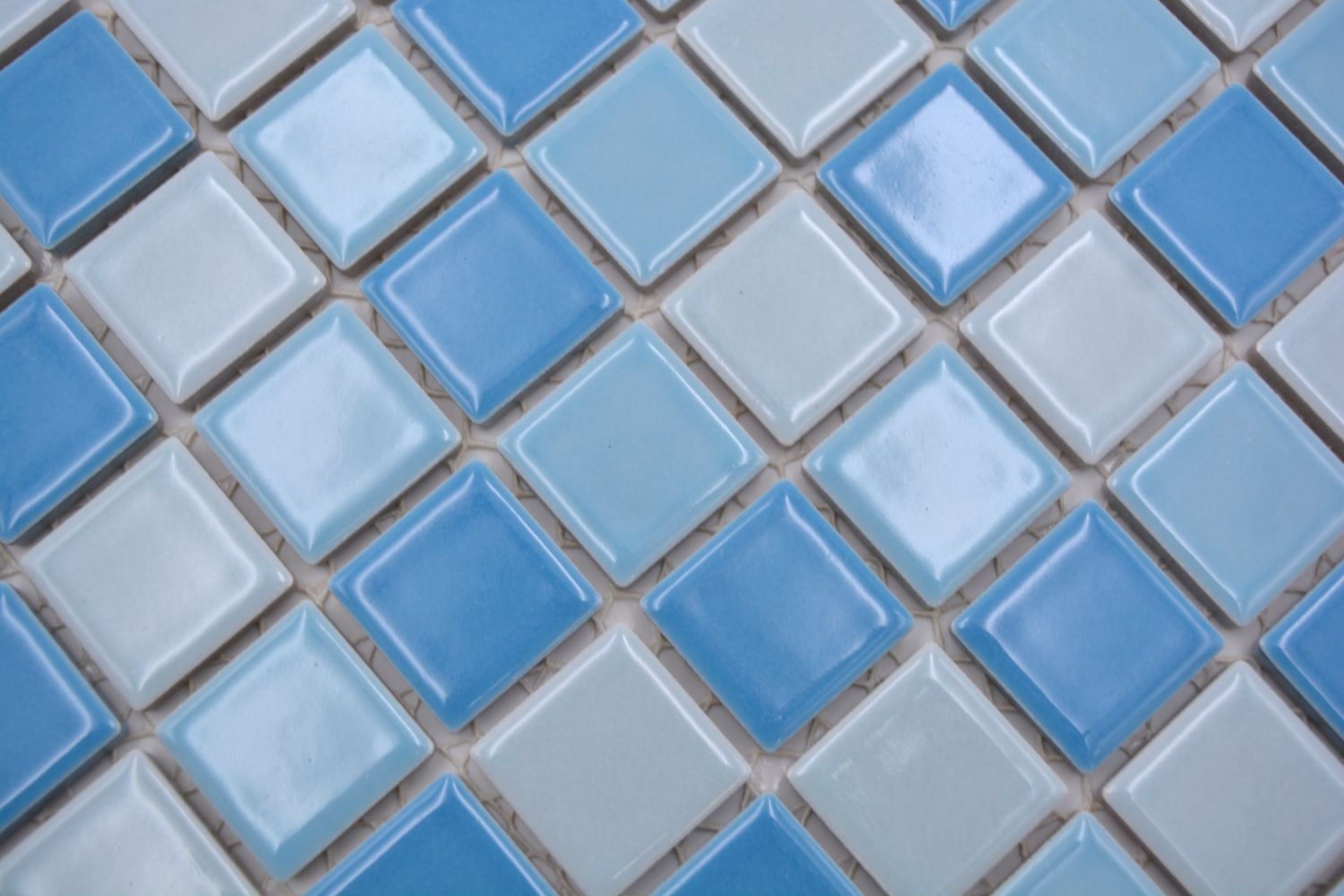 Schwimmbad Keramik blau Duschwand Mosani glänzend Mosaikfliesen Mosaikfliese Mosaik mix