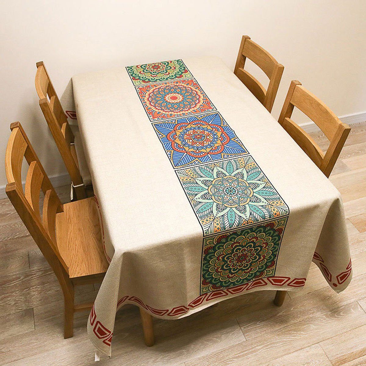 CTGtree Tischdecke Boho Tischdecke Rechteckig Tischtuch für Esstisch Dekoration Seltsame Bergblume