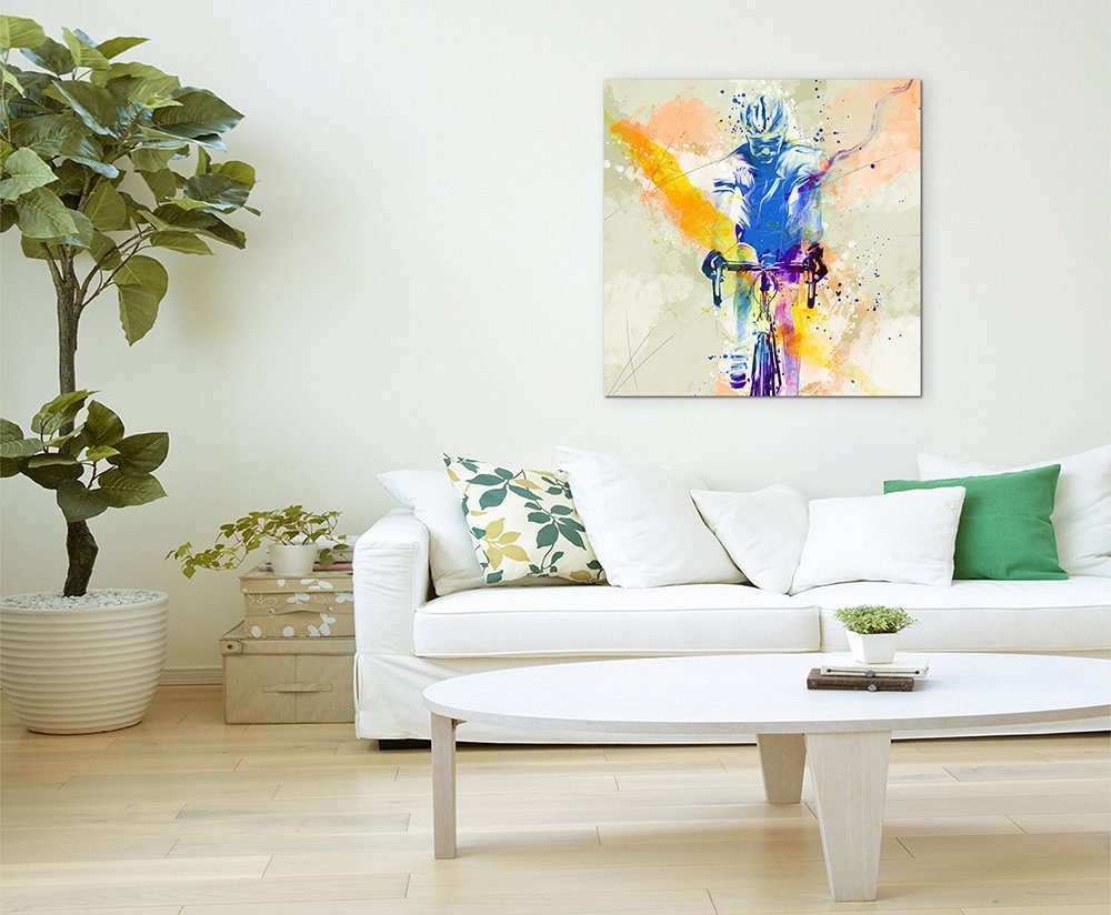 Sinus Art Leinwandbild Radsport VI 60x60cm Aquarell Art Leinwandbild