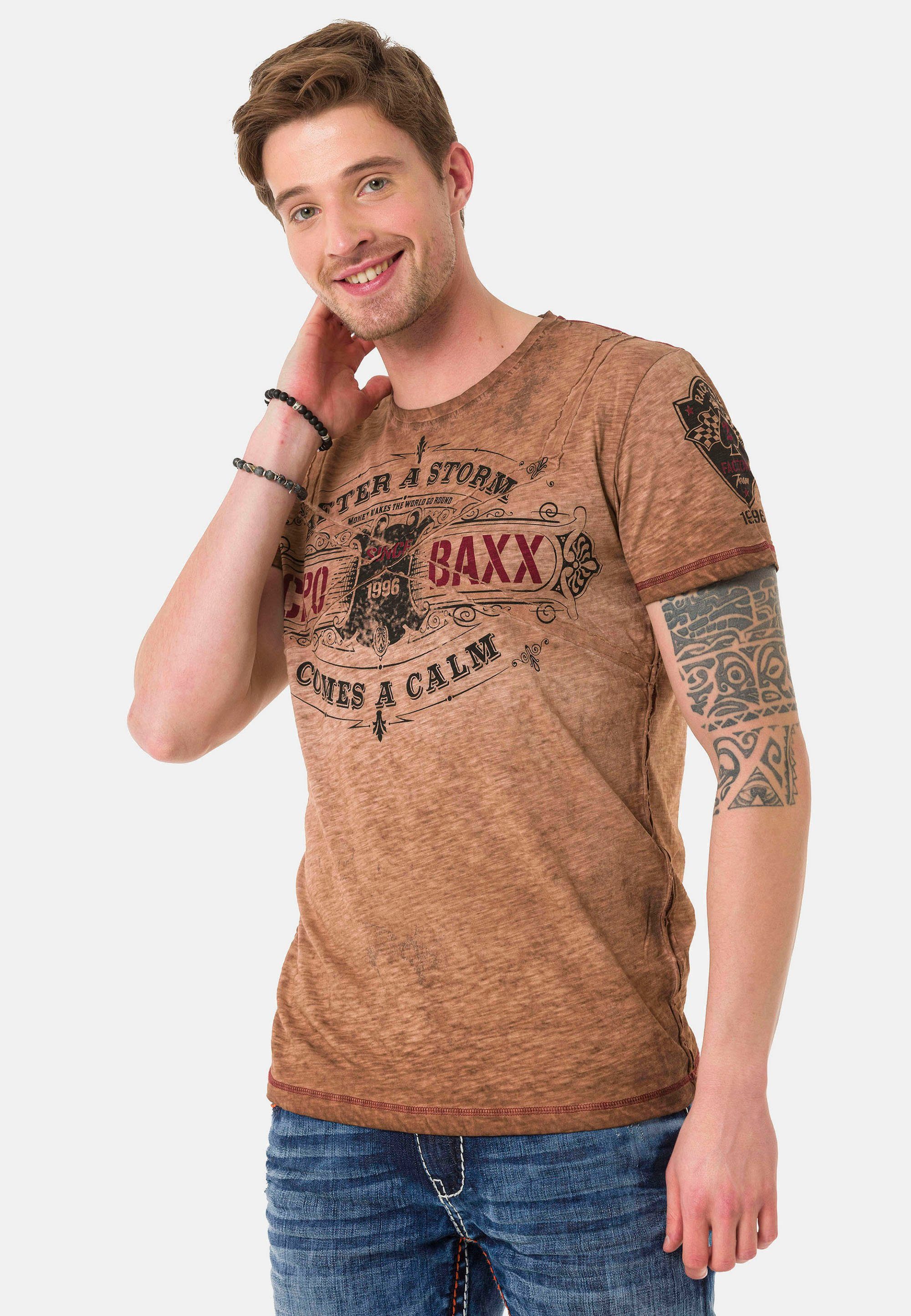 Cipo & Baxx im VintageLook T-Shirt braun