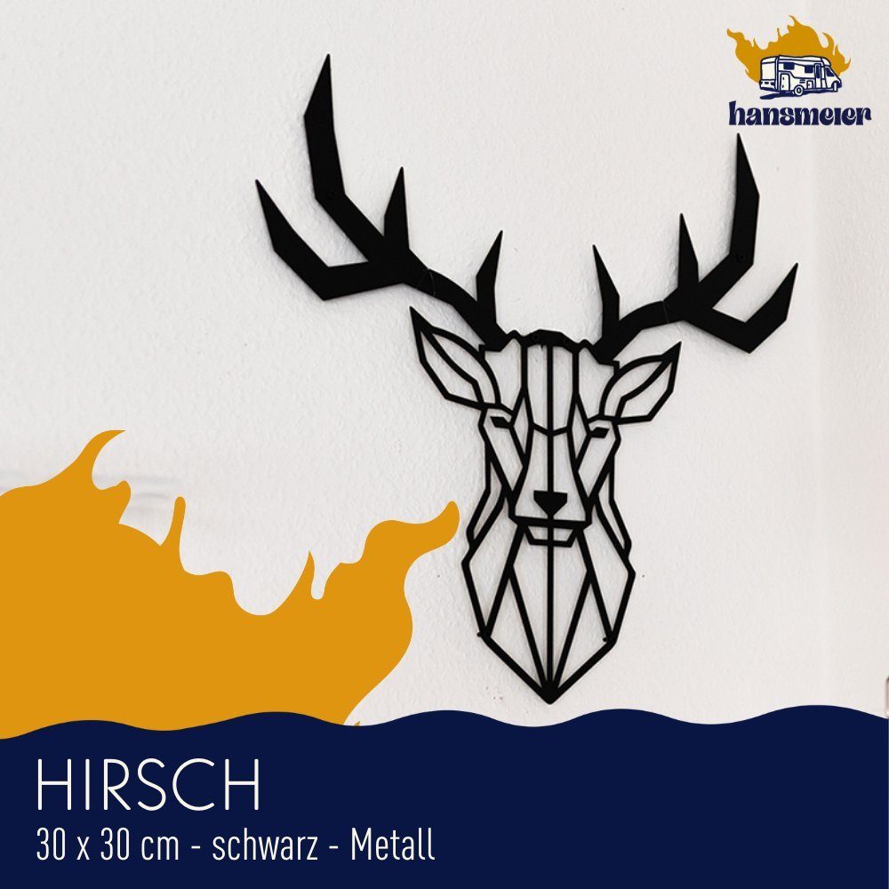 Wanddeko Wanddekoobjekt Innen, für Schwarz Metall, Hirschkopf & Außen Motiv Hansmeier aus