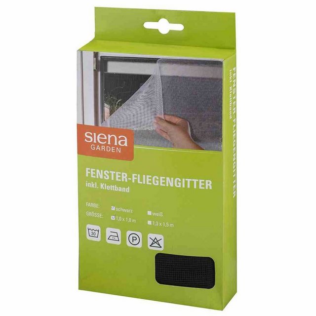 Siena Garden Fliegengitter-Gewebe Fenster-Fliegengitter 1,0 x 1,0 m, schwarz