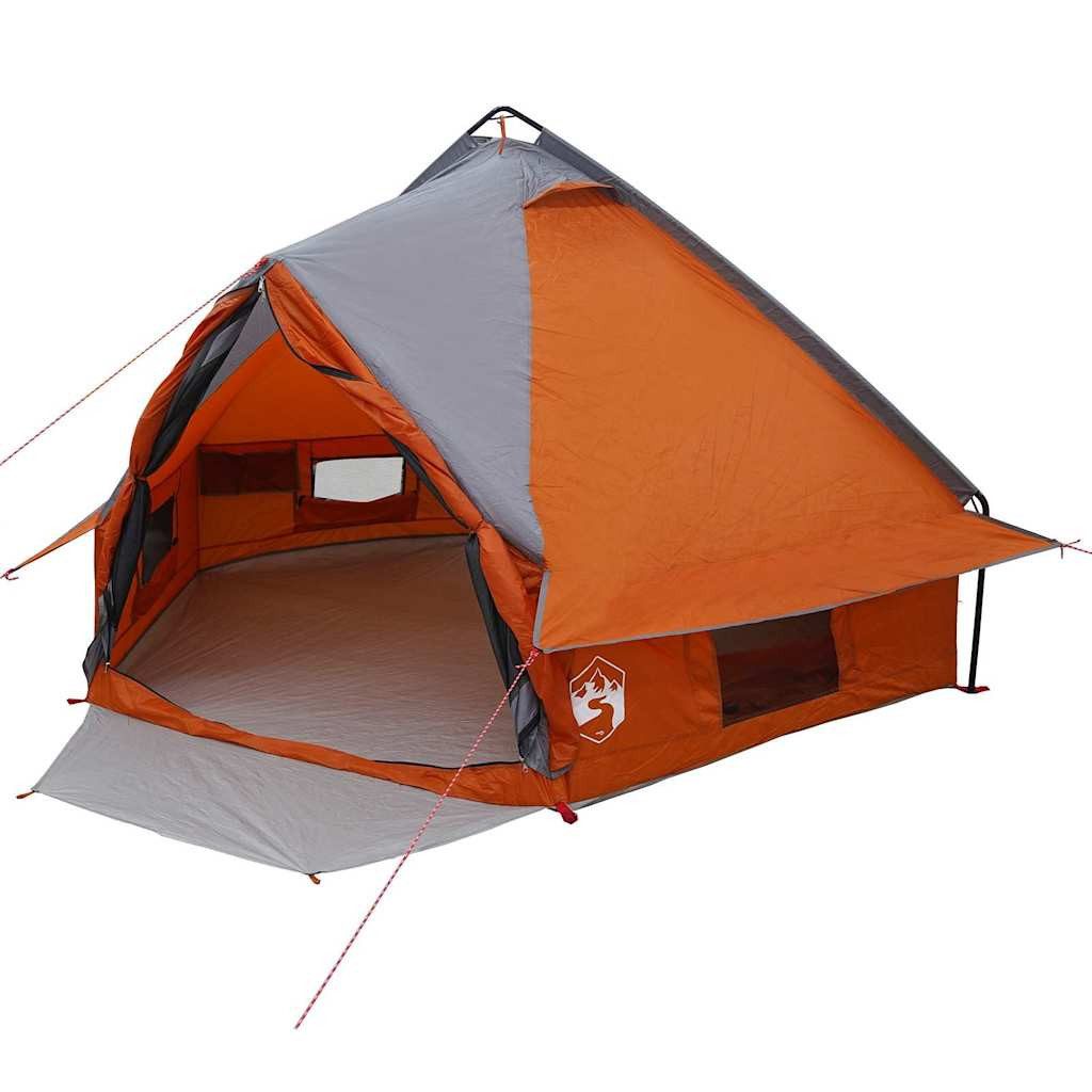 vidaXL Tipi-Zelt Teepee Zelt mit Dach Grau und Orange 490 x 410 x 210 cm, (1 tlg)