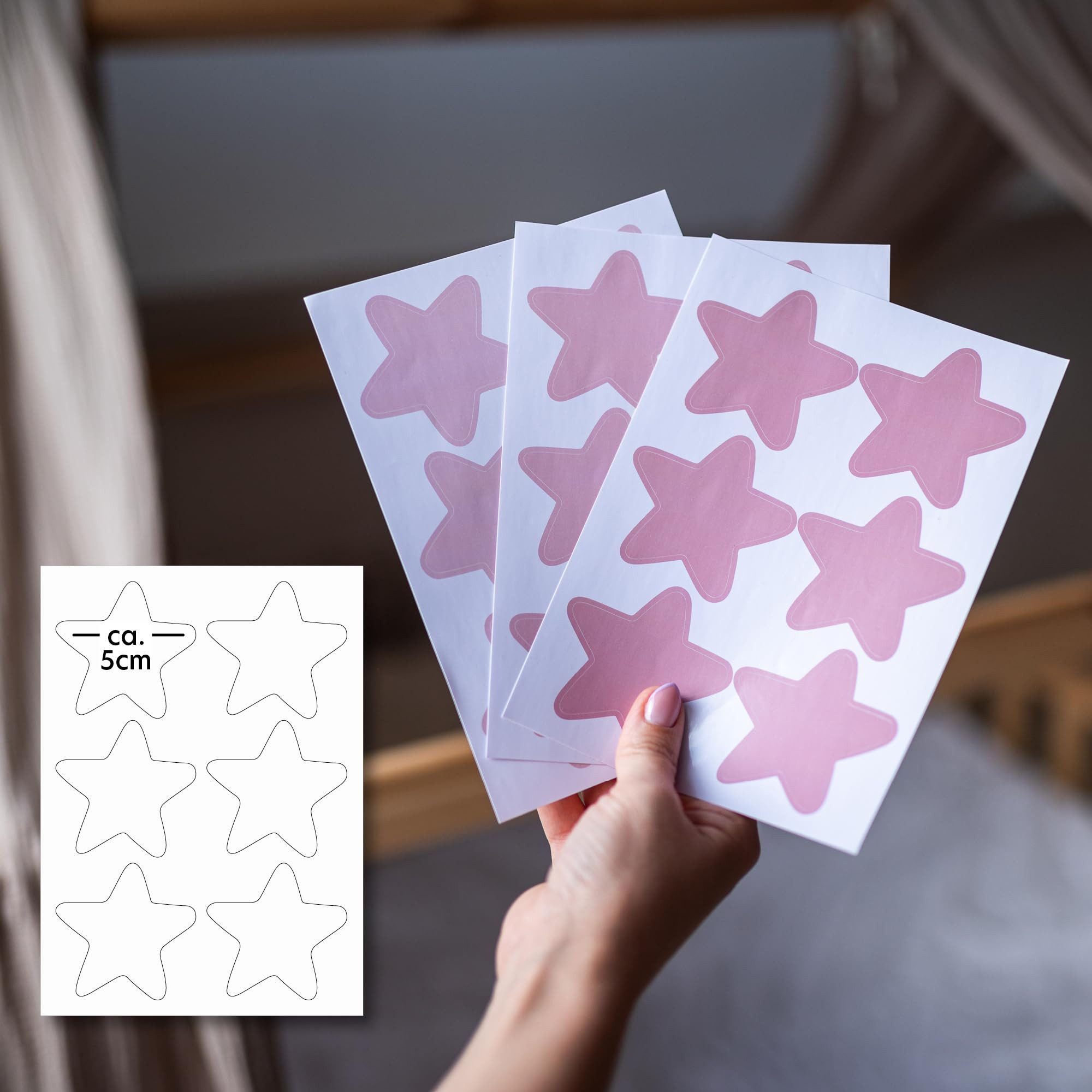 lilimaus Wandsticker Herzen, Sterne & Punkte selbstklebend - Deko fürs Kinderzimmer (36 St), Herzen, Sterne oder Punkte - 36er- & 132er-Set, ablösbar