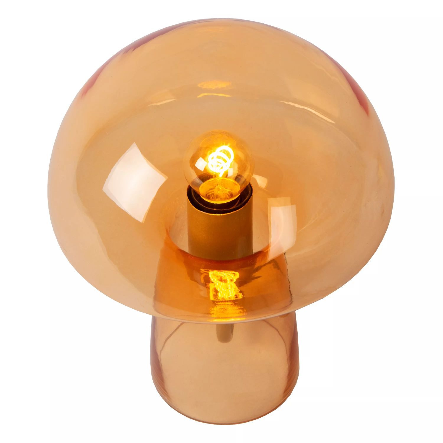 Licht-Erlebnisse Nachttischlampe TORIN, ohne Leuchtmittel, Glas E27 rund Ø 23 cm 28 cm Orange Retro Nachttischleuchte