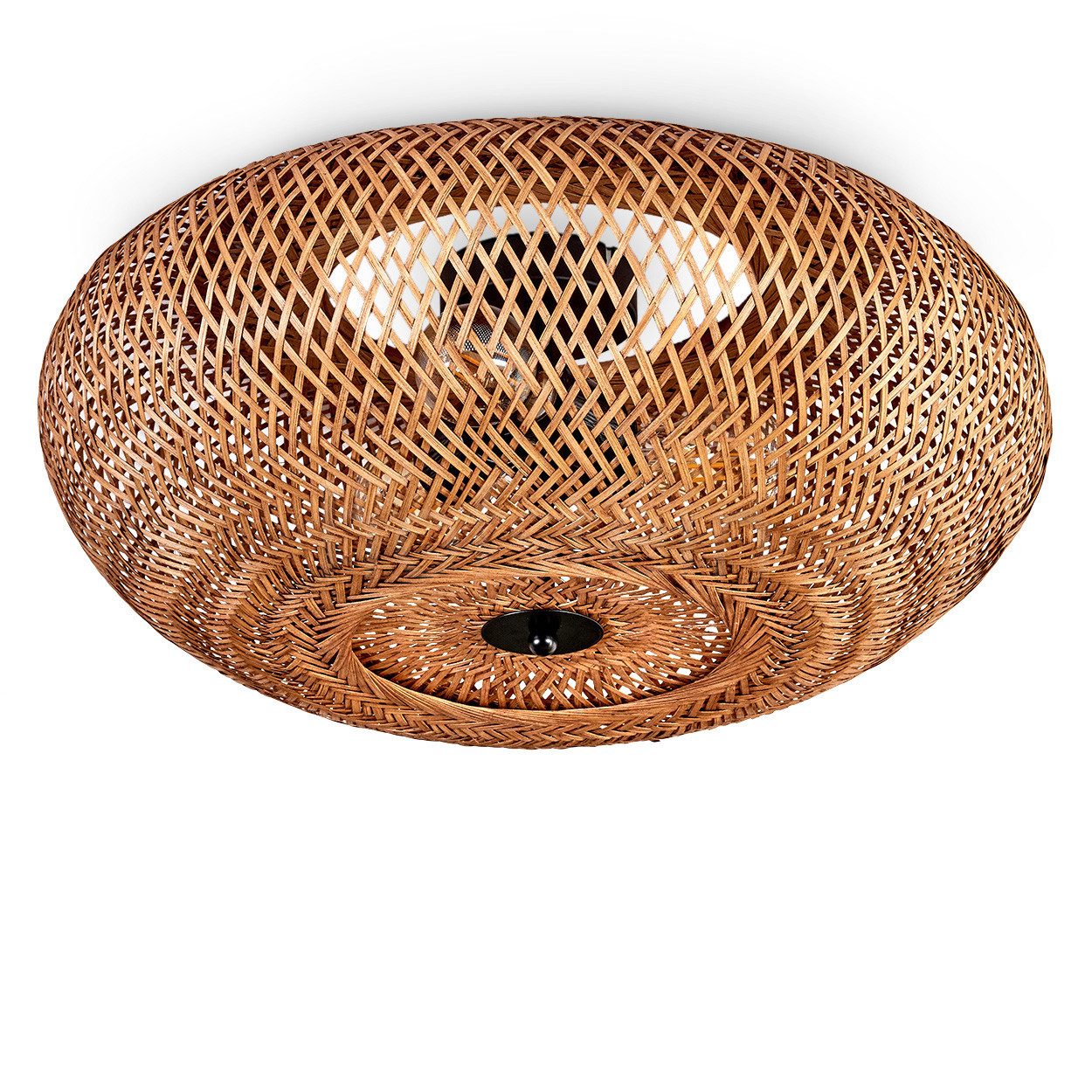 hofstein Deckenleuchte moderne Deckenlampe aus Metall/Bambus/Holz in Schwar günstig online kaufen