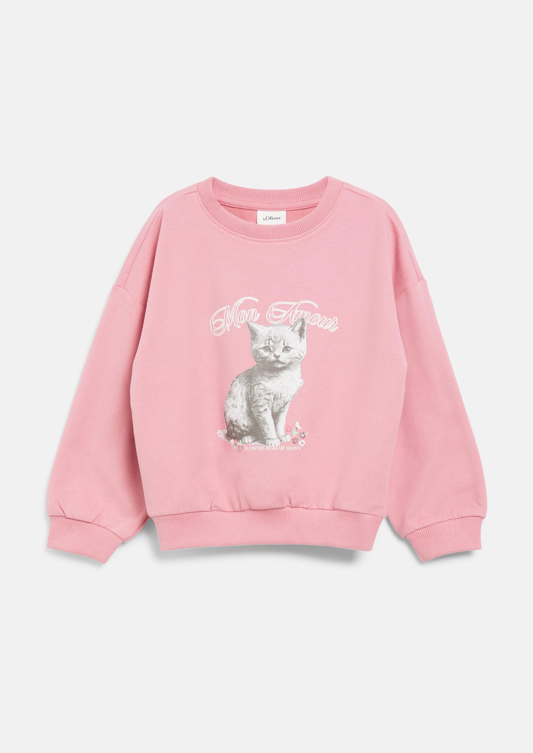 s.Oliver Sweatshirt Sweatshirt Oversize Sweatshirt mit Fotoprint und Glitzer