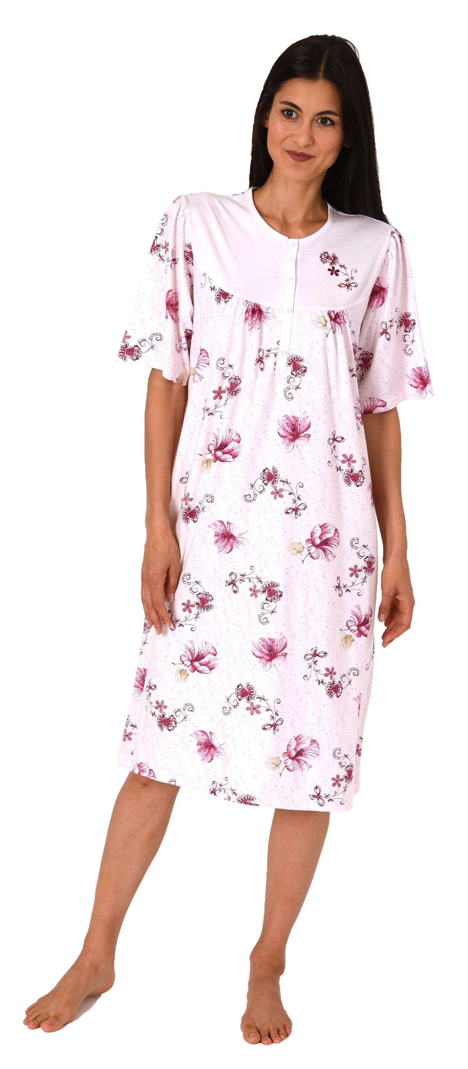 Normann Nachthemd »Frauliches Damen Nachthemd kurzarm mit Knopfleiste am  Hals in geblümter Optik - 122 90 194« online kaufen | OTTO