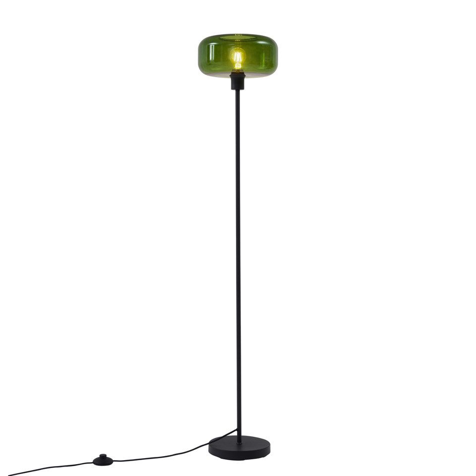 Qazqa Stehlampe Bizle, ohne Leuchtmittel, Extra-Warmweiß, QAZQA Stehlampe, e27, Schwarz, Glas, Retro