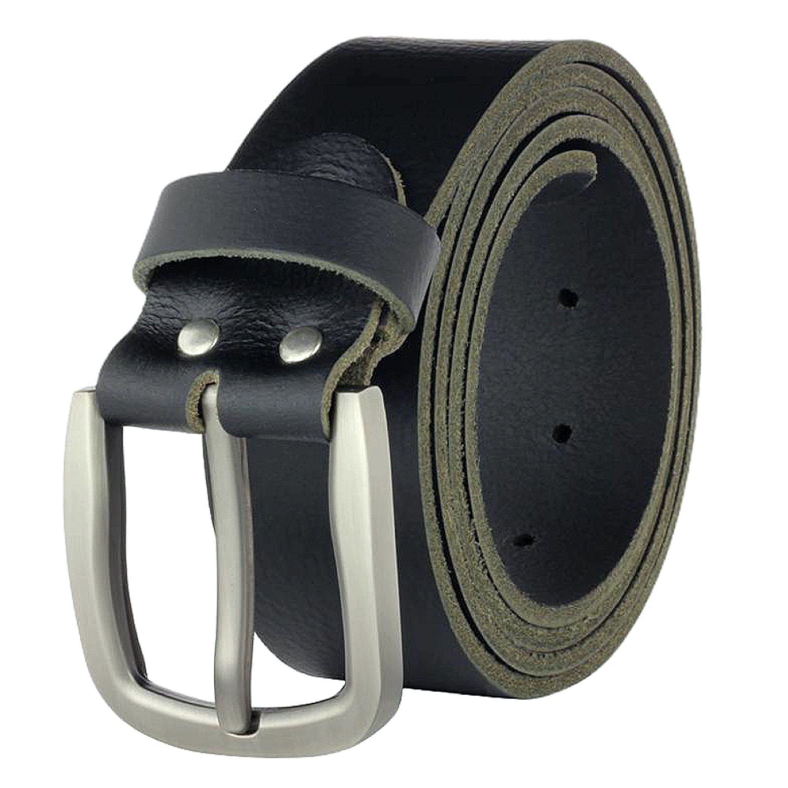 Manza Ledergürtel Gürtel Ledergürtel Schwarz 4cm breit Vollleder Jeansgürtel Unisex Kürzbar