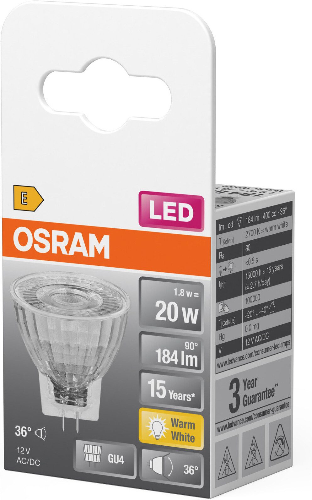 Osram LED-Leuchtmittel LED STAR MR11, G4, 1 St., Warmweiß