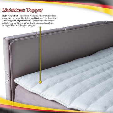 AN-MOEBEL4U Boxspringbett MALAGA mit Bettkasten, Topper, gepolstertes Kopfteil und Fußteil