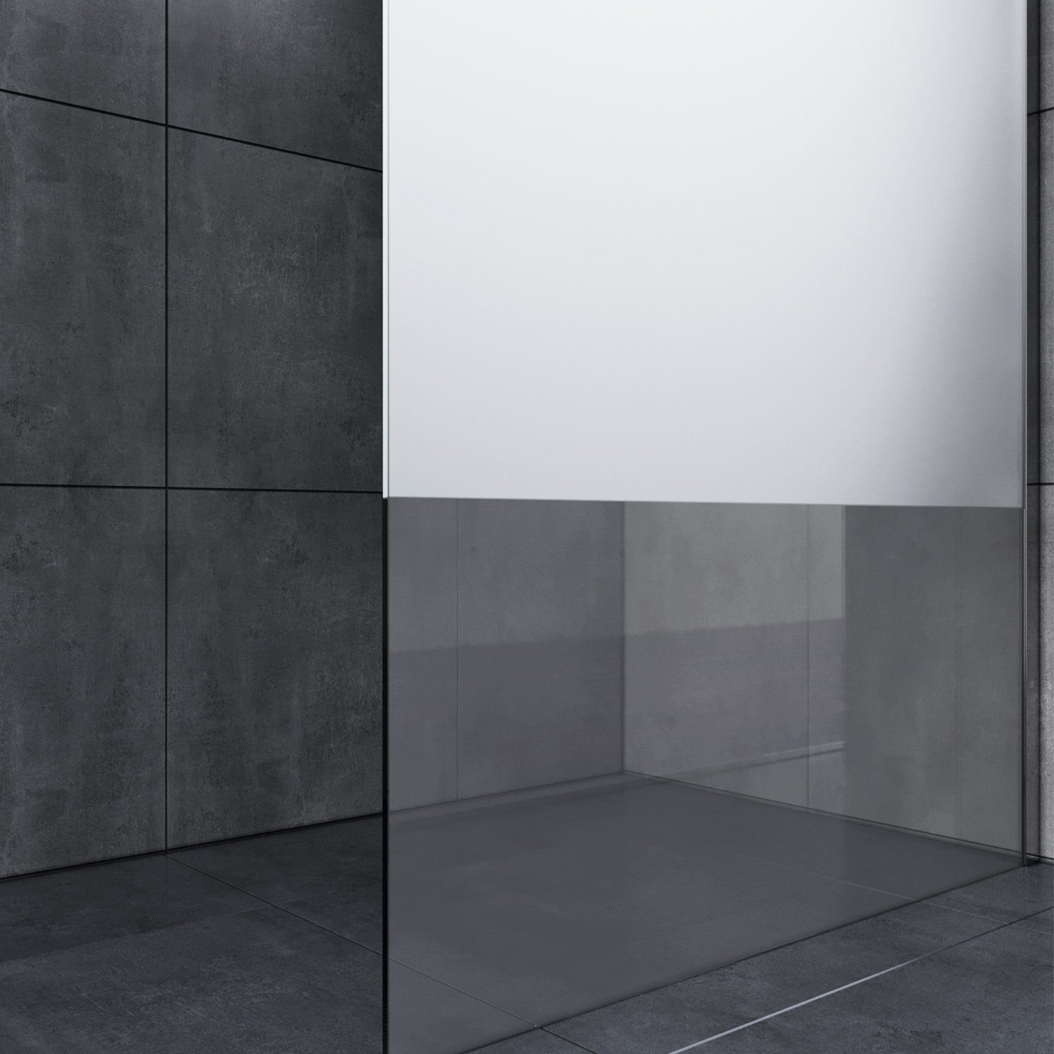 SONNI Walk-in-Dusche Walk in Duschwand Duschabtrennung 80-140 x 200cm, 8mm Einscheibensicherheitsglas mit Nano Beschichtung, teilsatiniert mit Stabilisator – Bild 5 von 5