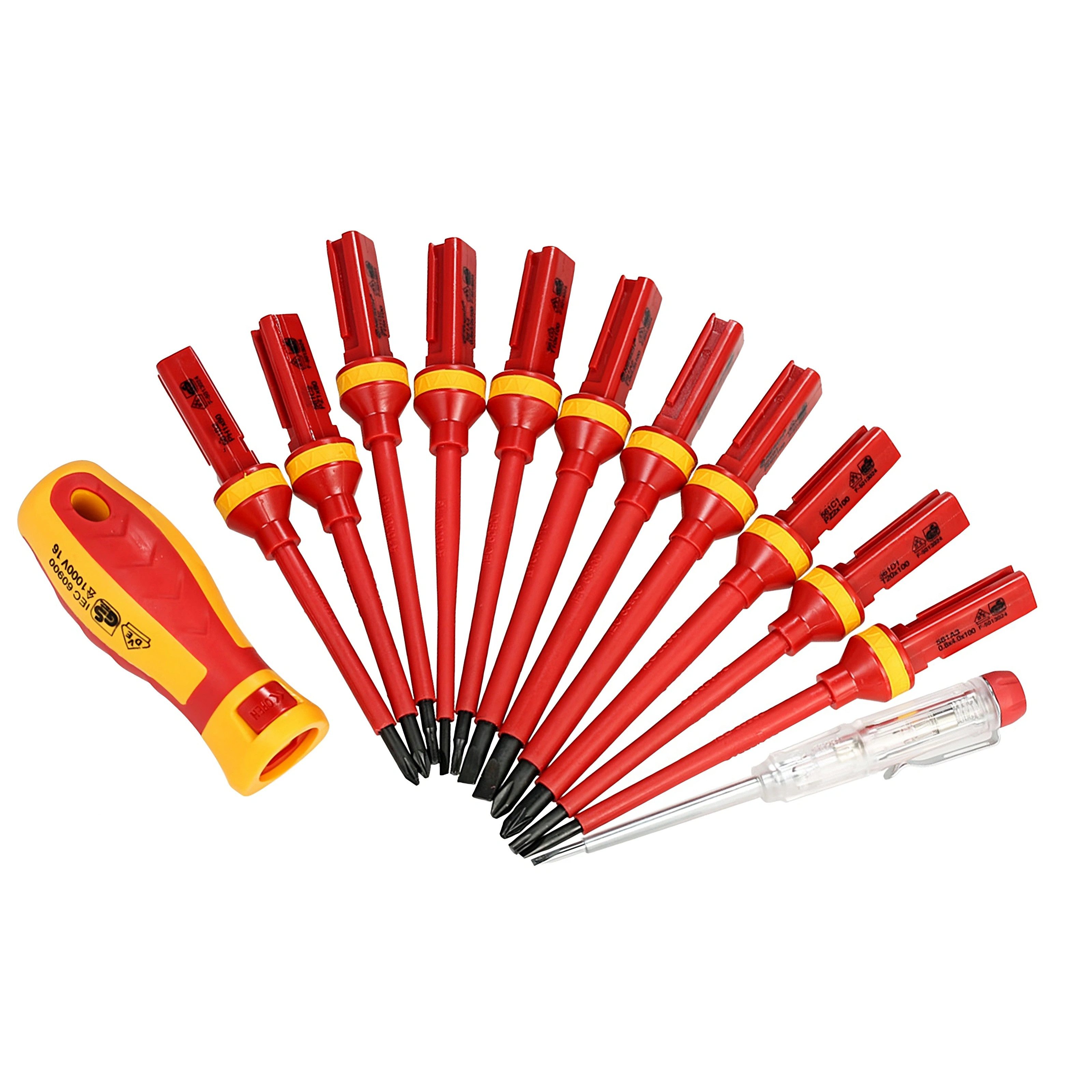 GARRYFIZH Schraubendreher 13-teiliges Set isolierter Schraubendreher, (13 St), Schlitz-, Phillips-, Pozidriv- und Torx-Bits