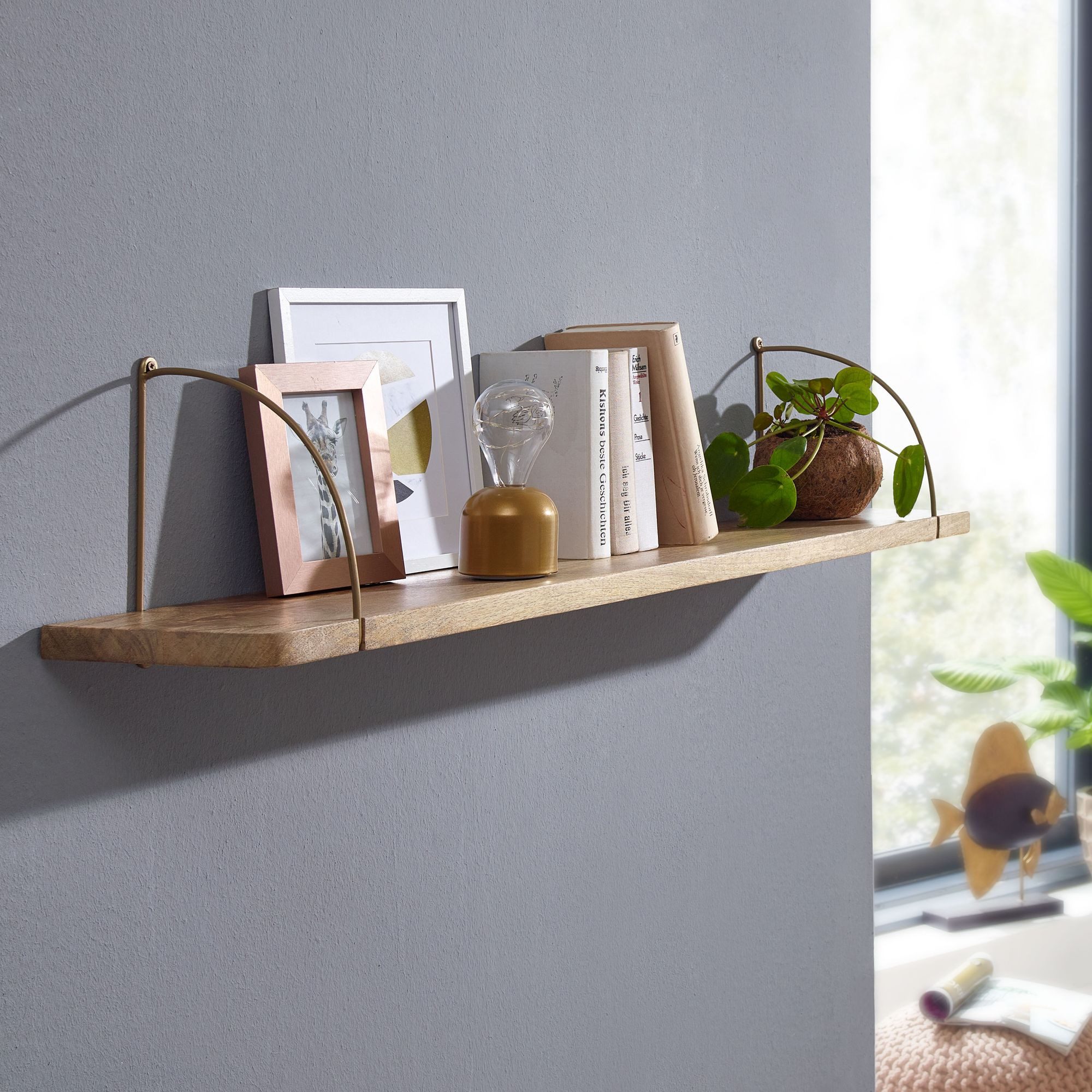 FINEBUY Wandregal FB34742, 100x25x22 cm Mango günstig online kaufen