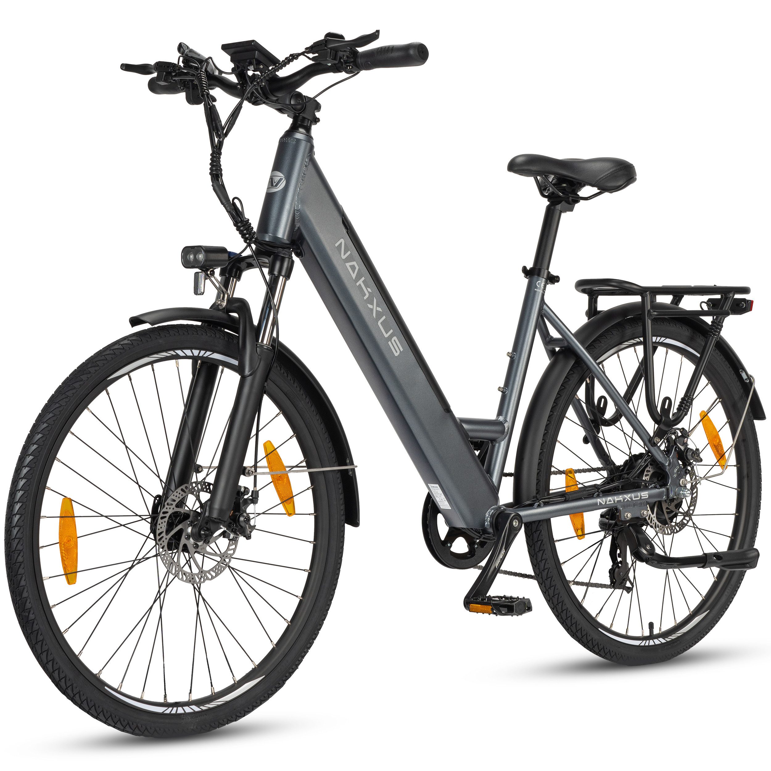 Vankel E-Bike Cityrad Herren Elektrofahrrad 468WH mit App-Steuerung cityrad Damen 13AH 60Nm, Kettenschaltung, Heckmotor, 468 Wh, EABS-Bremssystem E-bikes mit IPX6 Motor Farbdisplay und hoher Traglast