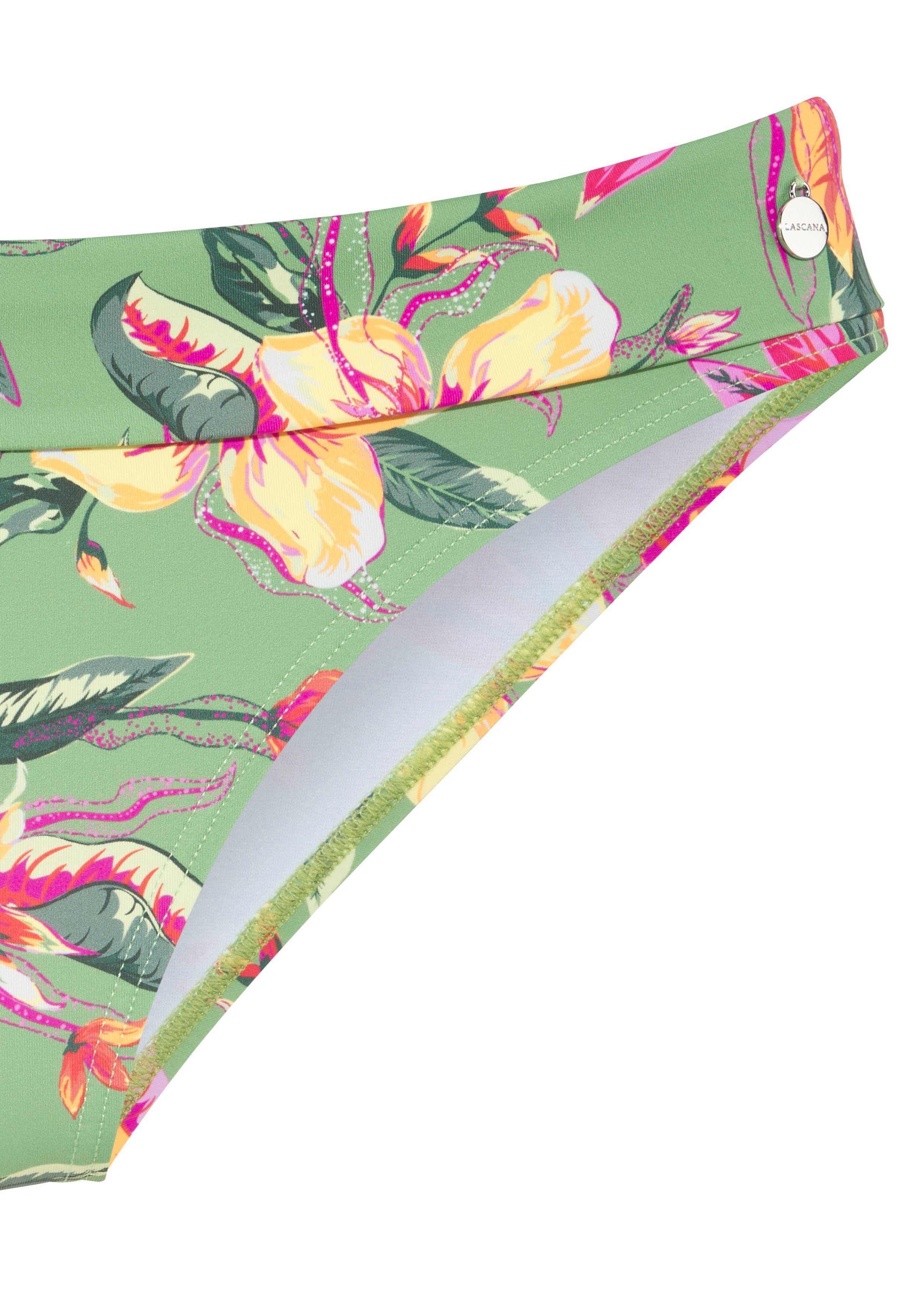 LASCANA Bikini-Hose Malia mit Umschlagbund mit tropischem Print günstig online kaufen