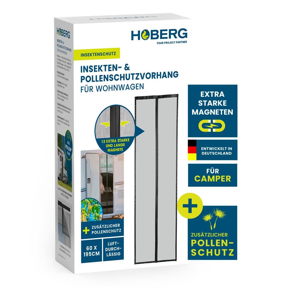 Hoberg Insektenschutz-Vorhang Insekten- & Pollenschutzvorhang für Wohnwagen 60x195cm, (1-St), magnetisch mit Schutz vor Pollen, Fliegen, Wespen etc.