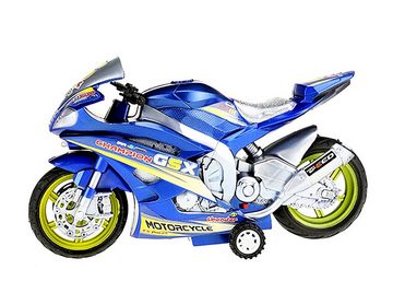 Toi-Toys Spielzeug-Motorrad RENNMOTORRAD mit Licht Sound Friktionsantrieb Motorrad 07 (Blau), Modell Rennmaschine Bike Spielzeug Geschenk