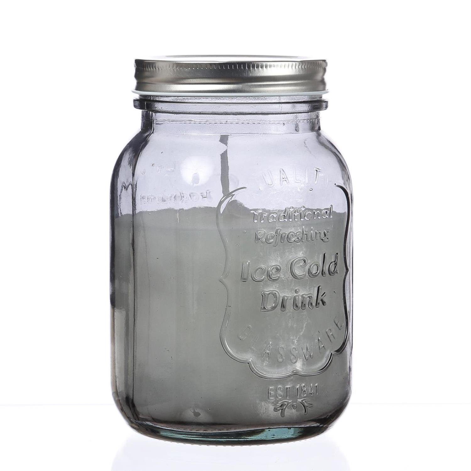 MARELIDA Outdoorkerze Duftkerze Citronella im Glas mit Deckel grau Echtwachs Outdoorkerze (1-tlg)