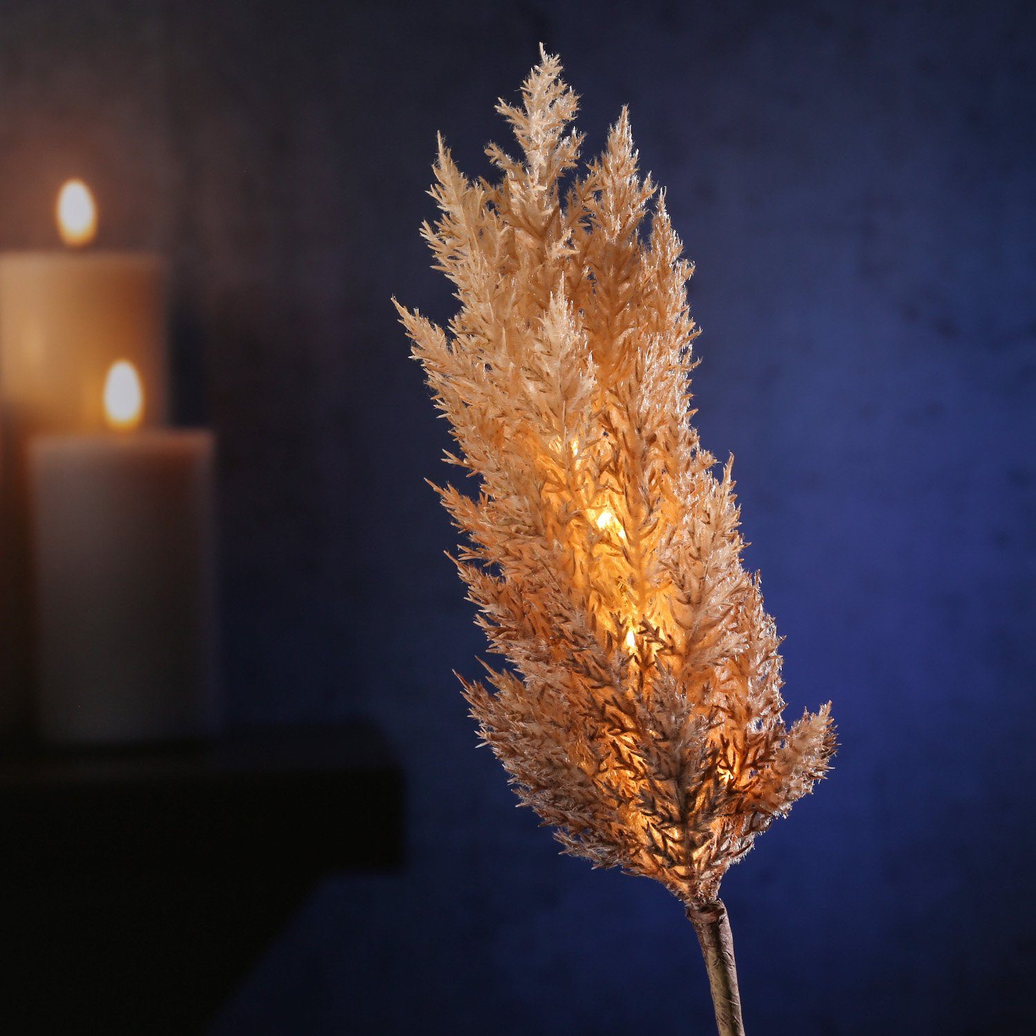 Pampasgras Deko braun, Timer LED-Leuchtzweig Herbstdeko 12-flammig LED für Innen MARELIDA Winterdeko Zweig