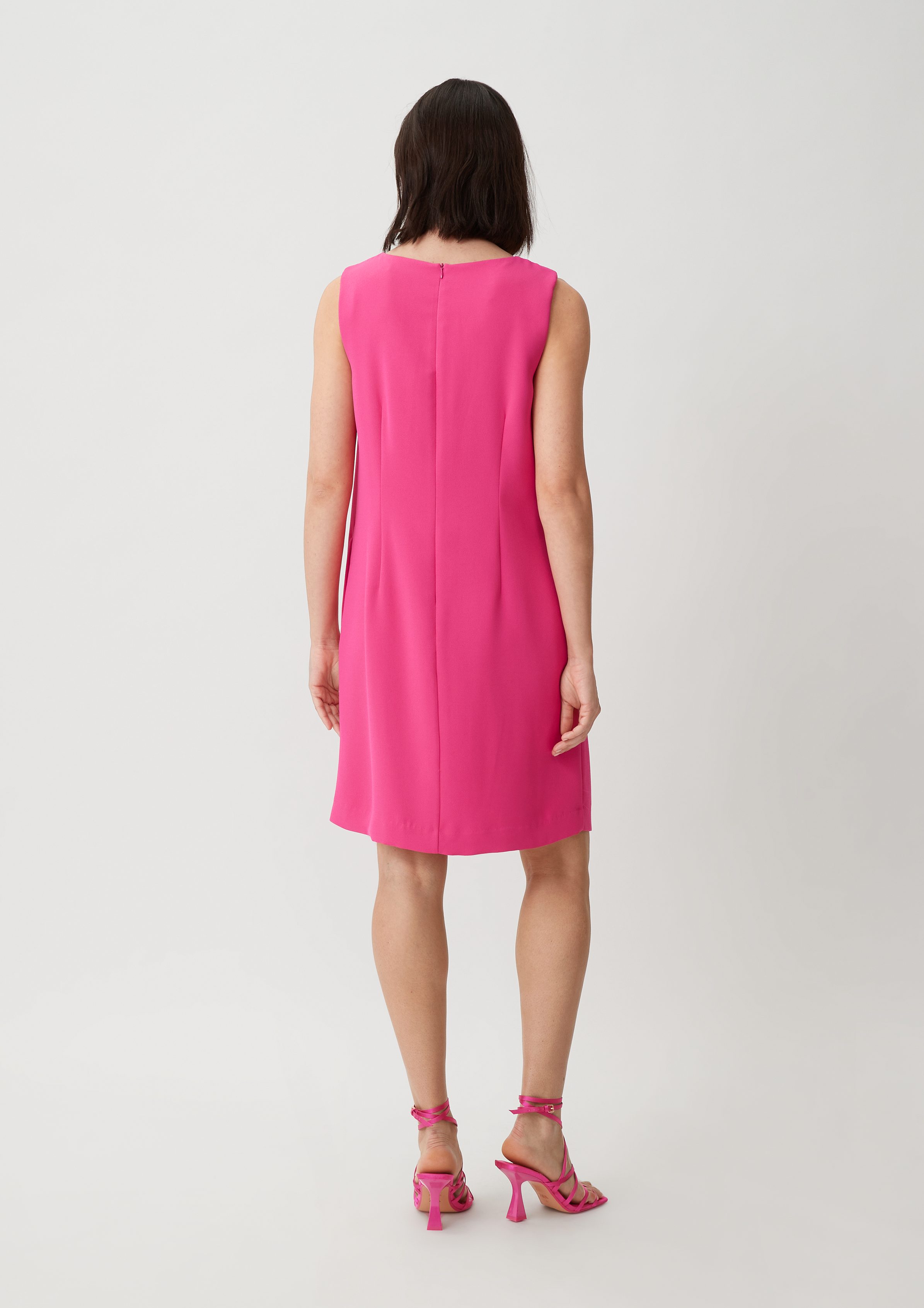 Crêpe aus Kleid Raffung Kurzes pink Teilungsnähte, Minikleid Comma