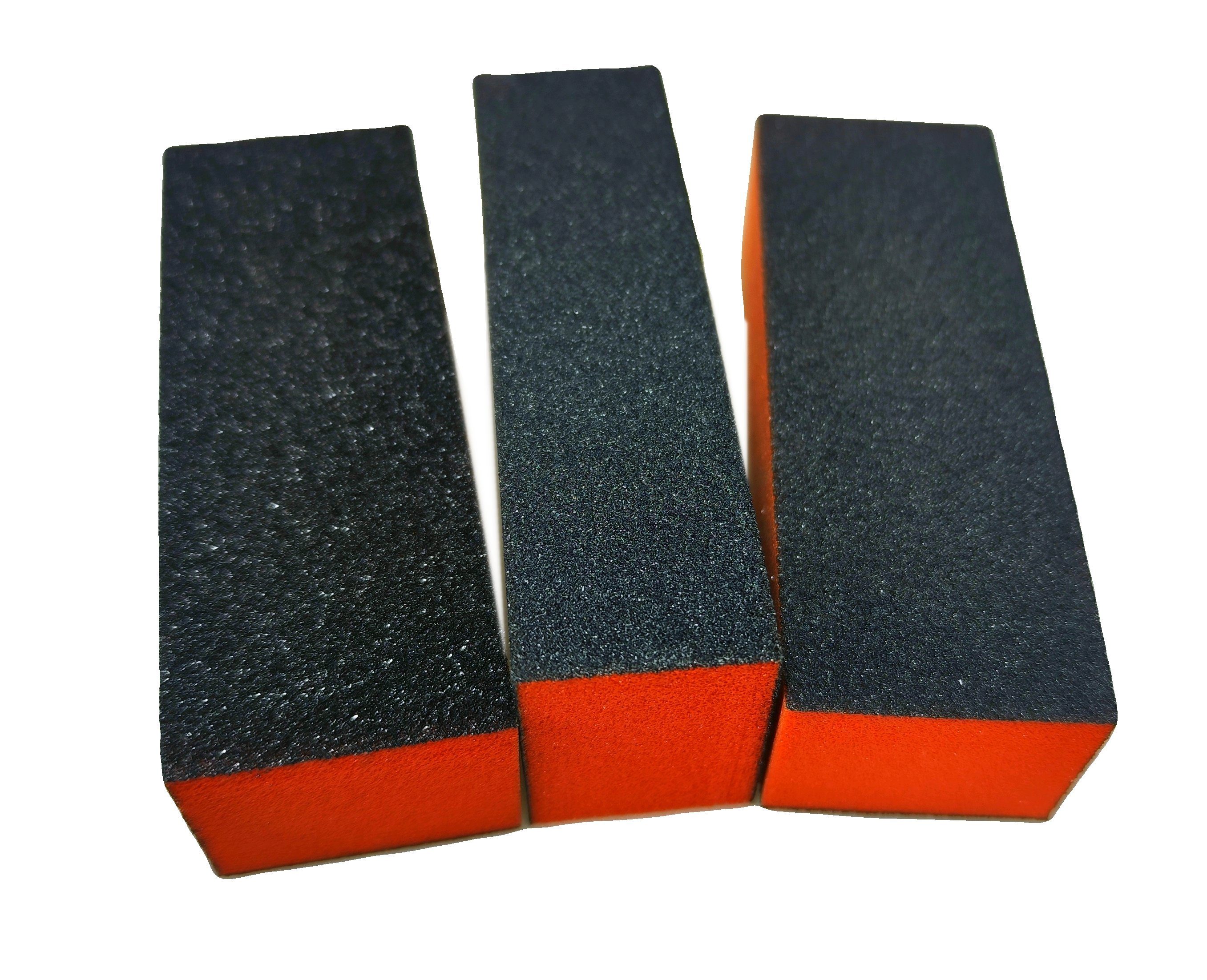 verschiedene Körnung Stück Nails-Design orange Polierblock of 180/100/180 World 6 von finailly, Schwarz mit Kern Buffer Körnungen farbigem