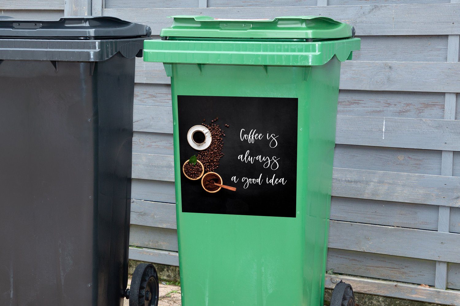 (1 - Abfalbehälter - Wandsticker Container, Sticker, Zitate immer - Mülltonne, gute Kaffee ist MuchoWow St), Mülleimer-aufkleber, Kaffee eine Sprichwörter Idee