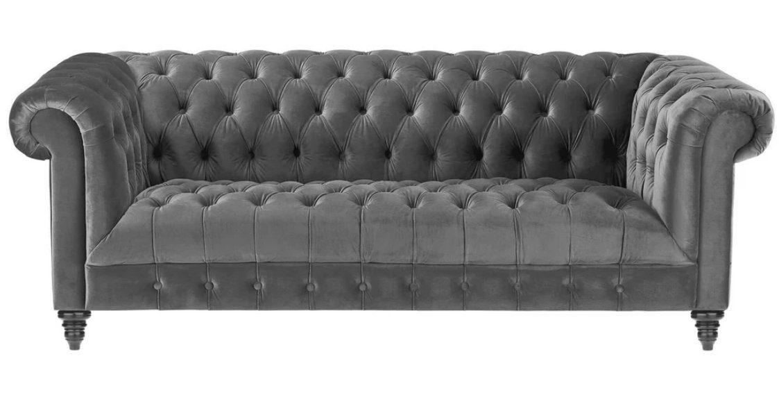 JVmoebel Chesterfield-Sofa Grauer Chesterfield Dreisitzer Luxus 3-Sitzer Couch Polstermöbel Neu, Made in Europe