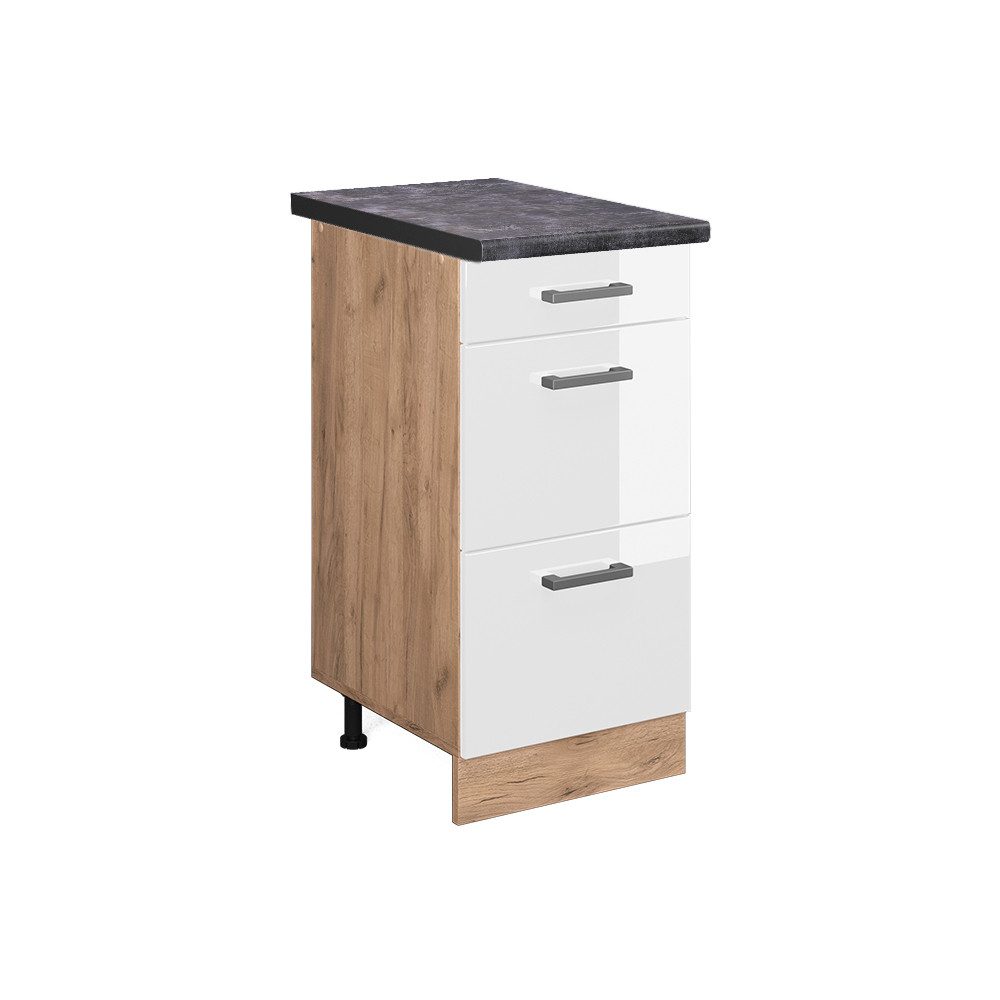 Vicco Unterschrank R-Line, Weiß Hochglanz/Goldkraft Eiche, günstig online kaufen