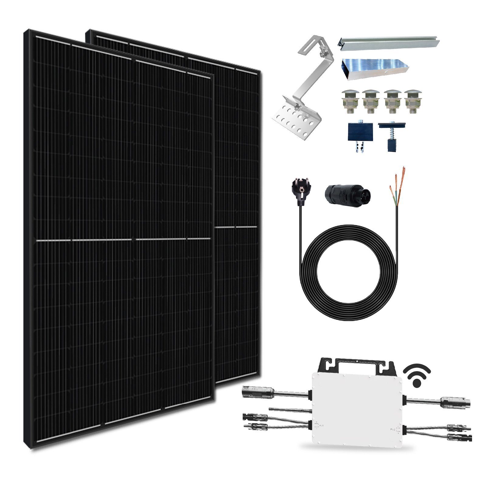 EPP.Solar Solaranlage 800W Photovoltaik Balkonkraftwerk, Ziegeldach PV-Montage, Halterung, Mit Hypontech 800W Upgradefähiger WIFI Wechselrichter | Solaranlagen