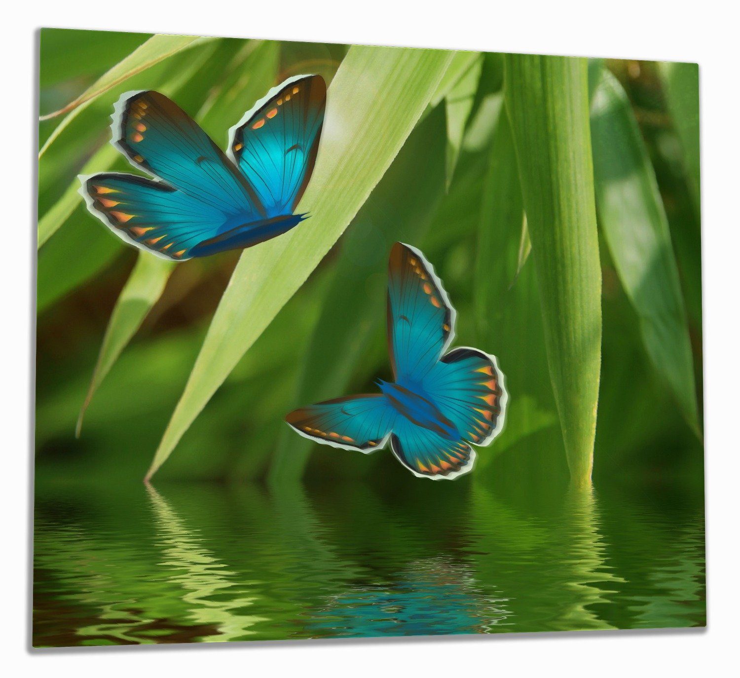 Wallario Herd-Abdeckplatte Schmetterlinge in Reflektion, ESG-Sicherheitsglas, (Glasplatte, 1 tlg., inkl. 5mm Noppen), verschiedene Größen