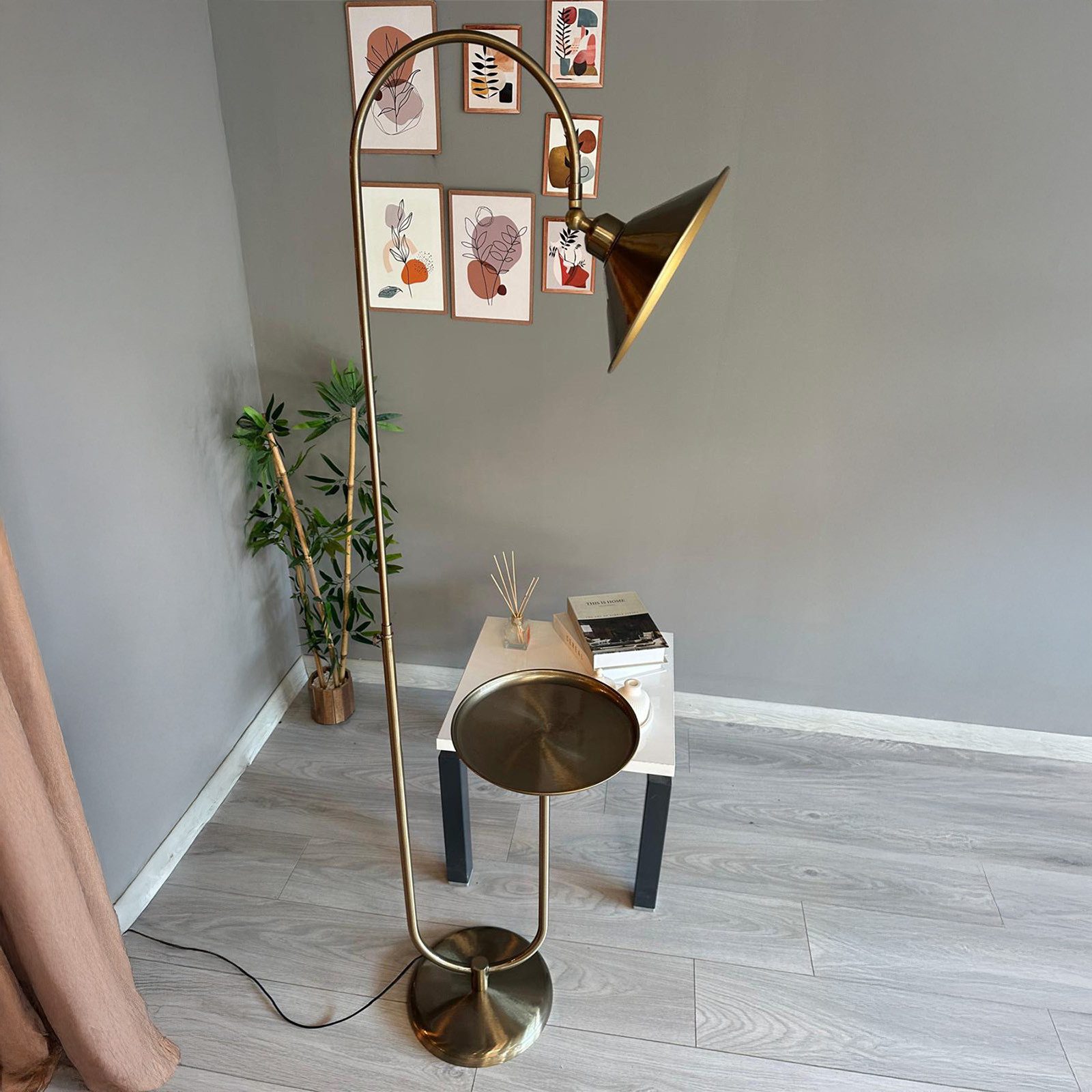 Bamyum Stehlampe Tumbled U Couchtisch Moving Head Moderne Stehleuchte, ohne Leuchtmittel, E27, verstellbarer Lampenschirm, Stehluchte mit Ablage