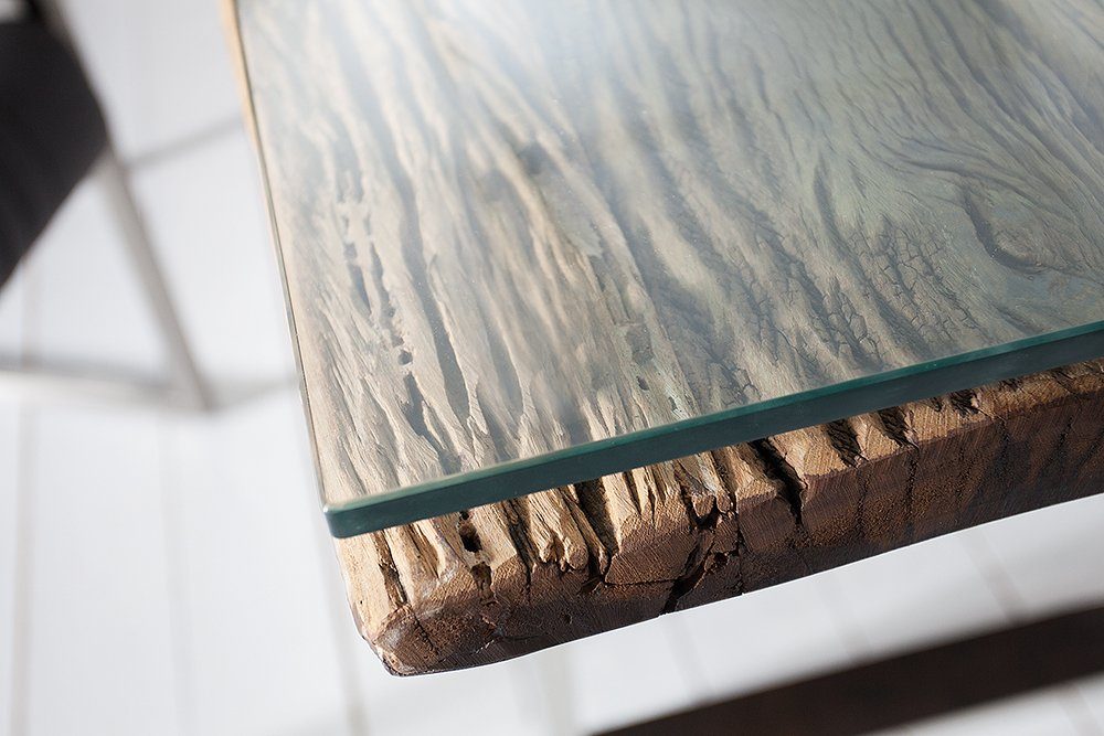 natur · · · Kufen BARRACUDA · Massivholz riess-ambiente 180cm · Esstisch Glas Design / transparent, Edelstahl Esszimmer