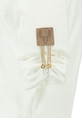 OS-Trachten Trachtenbluse Qabaju Langarmbluse mit Edelweiß-Stickerei und Zierteil auf der Knopfleiste