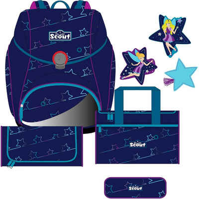 Scout Schulranzen Alpha, Blue Star (Set, 4-tlg), ent. recyceltes Material (Global Recycled Standard); bluesign® PRODUCT