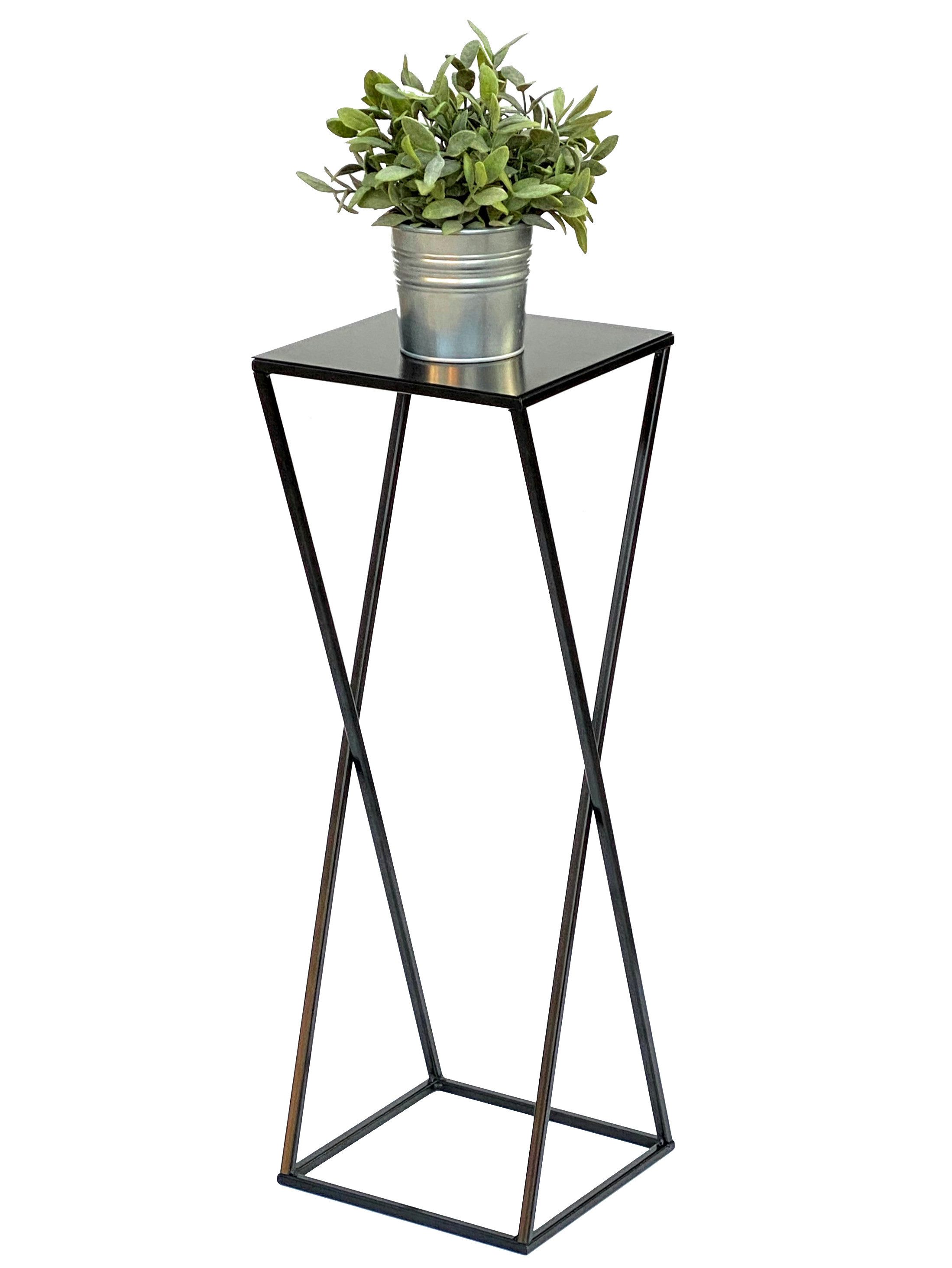 Blumenhocker Metall Schwarz Eckig 68 cm Blumenständer Beistelltisch 437 Blumensäule