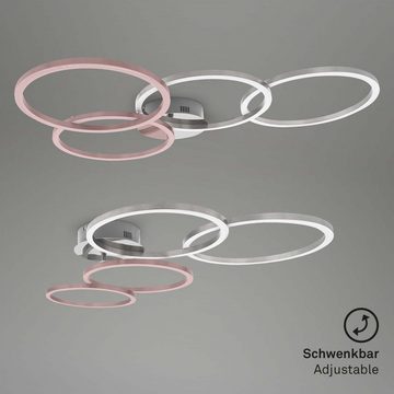 Briloner Leuchten LED Deckenleuchte 3537-018, CCT Farbtemperatursteuerung, Fernbedienung, dimmbar, schwenkbar, Nachtlicht, Speicherfunktion, LED fest verbaut, Kaltweiß, Neutralweiß, Tageslichtweiß, Warmweiß, Deckenlampe, 95,8x53x10cm, Chrom-Alu, 30W, Wohnzimmer, Schlafzimmer