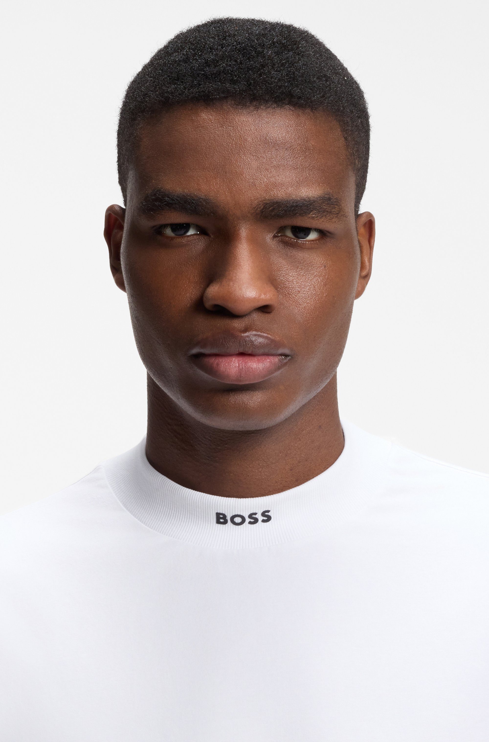 BOSS GREEN T-Shirt Tee Collar Relaxed Fit Stretch Jersey Baumwolle, Logo Centered, Rundhals – Bild 5 von 5