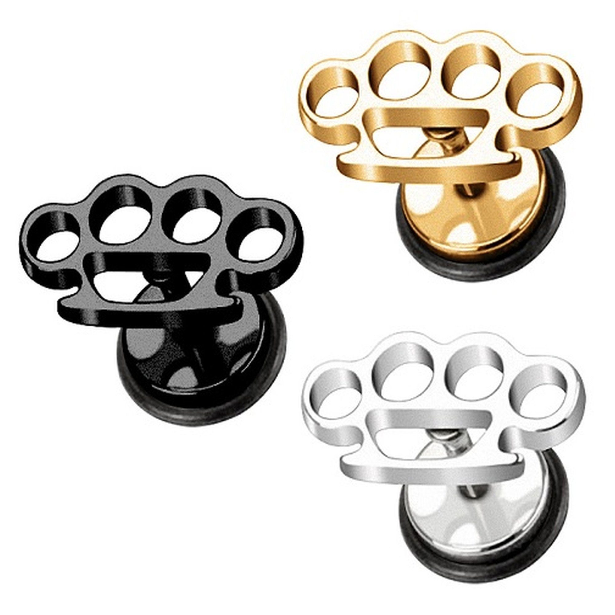 Taffstyle Piercing-Set Piercing Ohr Ohr Ohrstecker mit Piercing Schlagring Style, Plug Silber Style Fake Schlagring Piercing Ohrring Plug