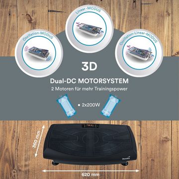 Skandika Vibrationsplatte V2000 3D, Curved Design, 2 Kraftvolle Motoren, Flüsterleise