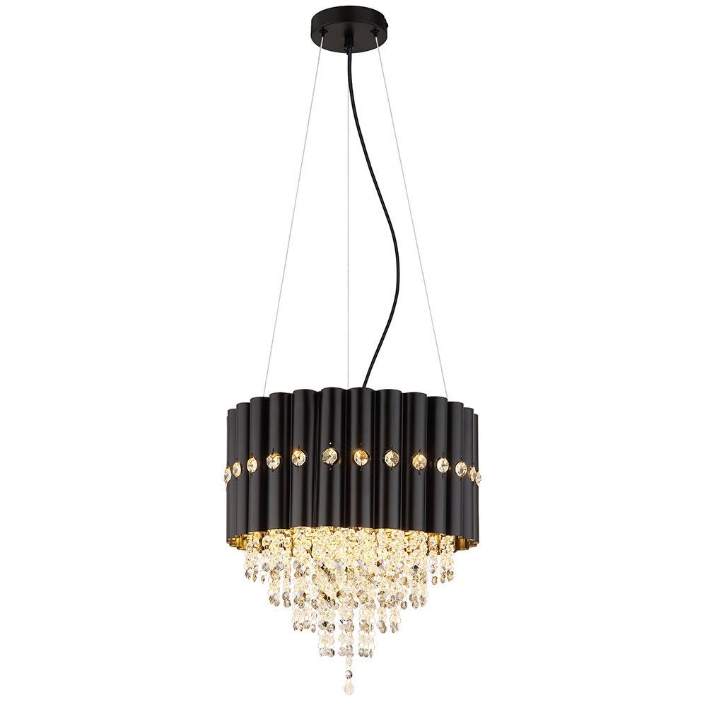 GLOBO LIGHTING Kronleuchter, Leuchtmittel inklusive, Warmweiß, LED Kronleuchter Hängeleuchte Esszimmerlampe rauch schwarz