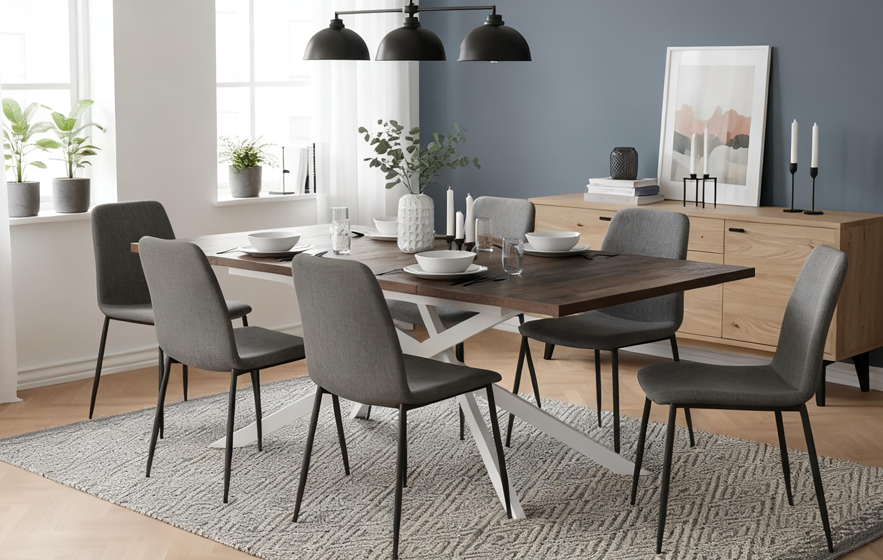 B&D home Esstisch LARS, Metallgestell schwarz oder weiß, ausziehbar 120-160 günstig online kaufen