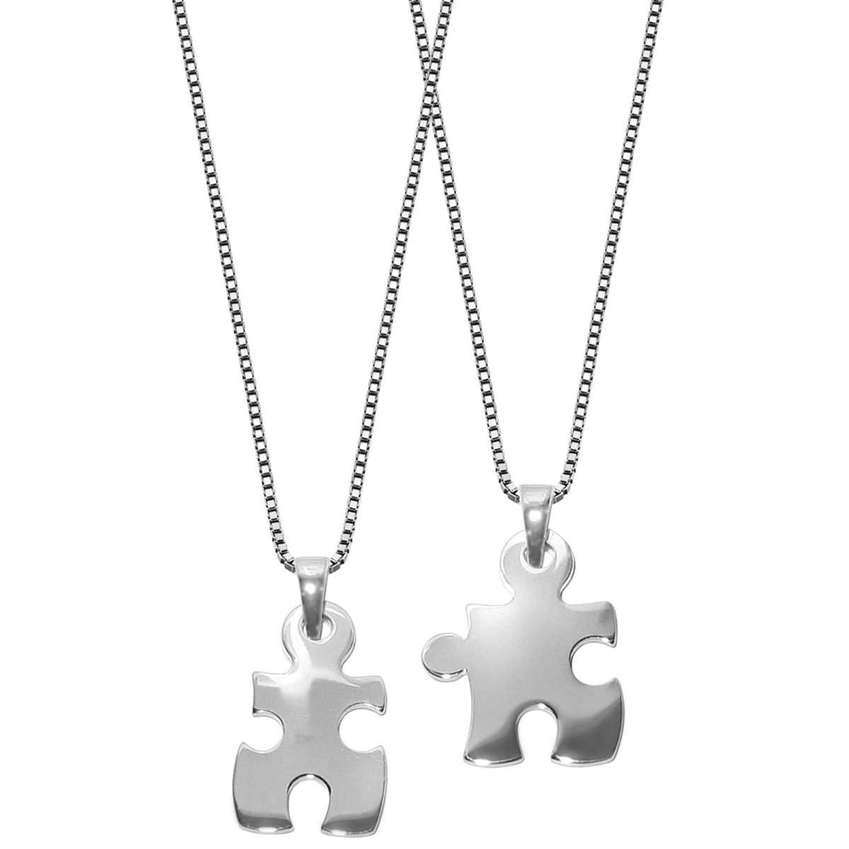 trendor Kette mit Anhänger 63775, Puzzle Partner mit 2 Silber 925