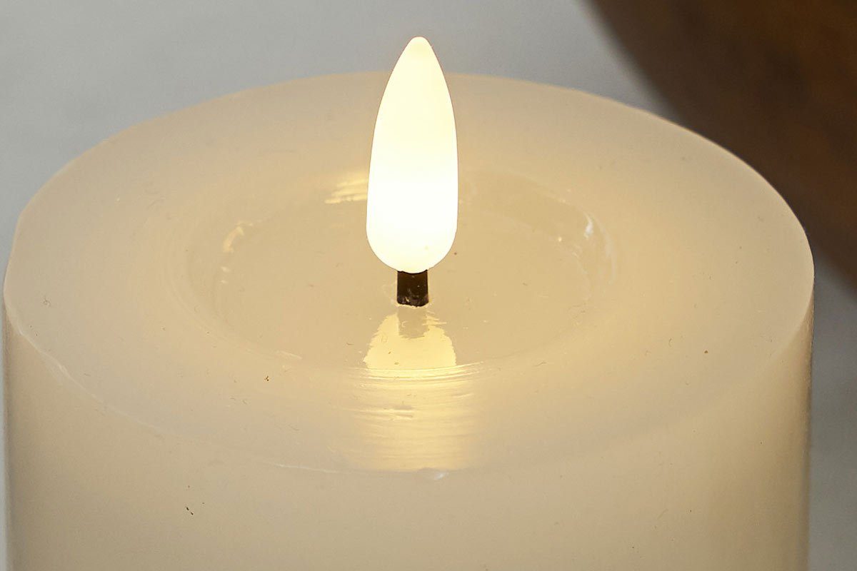 STAR TRADING LED-Kerze Flamme Flow (1-tlg), weiß 7x5x17,5cm Wachsspiegel 6/18h Timer