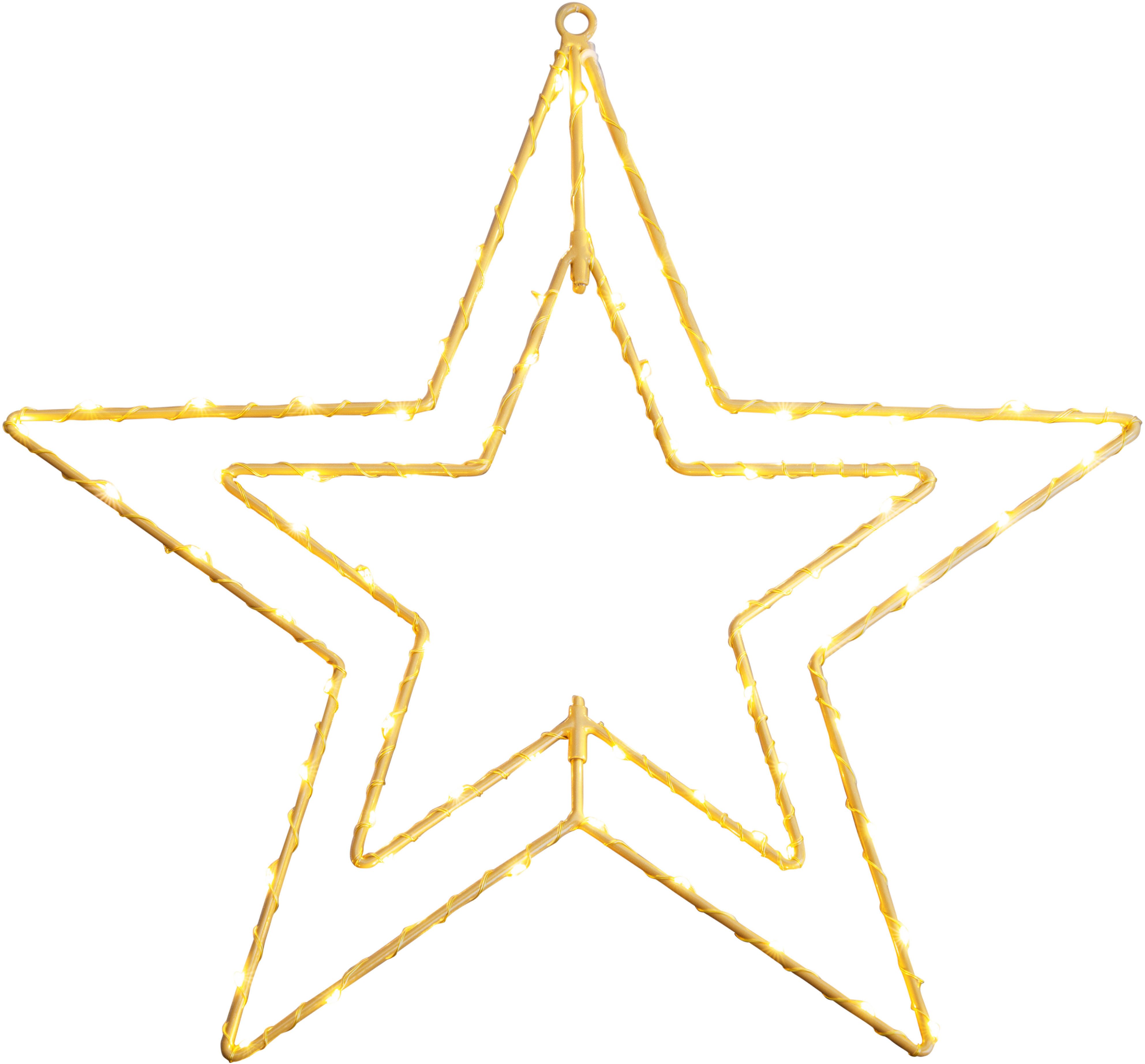 näve Dekolicht Stern, LED fest integriert, Warmweiß, golden mit Aufhängung Ã˜ 40cm Licht warmweiß 70 LED IP44