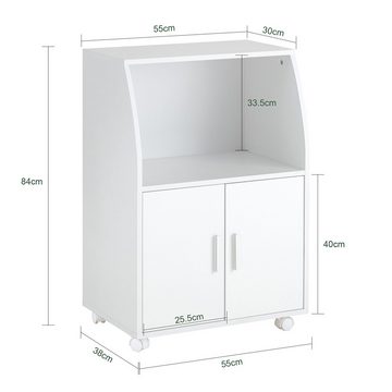 SoBuy Küchenwagen FSB09/FRG241, Küchenschrank Rollschrank Mikrowellenschrank mit Ablagen und 2 Türen