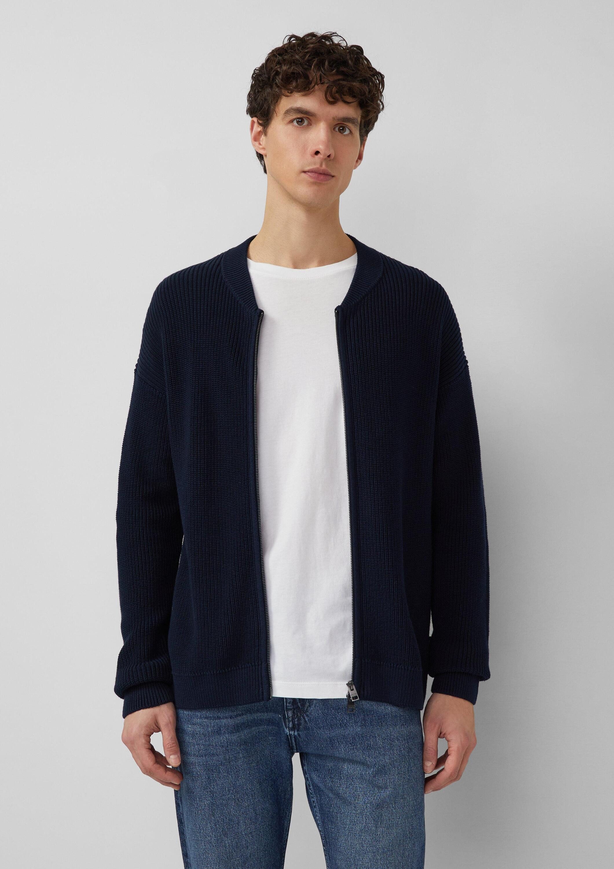 s.Oliver Cardigan Strickjacke Strickjacke mit Bomberkragen und Zwei-Wege-Reißverschluss